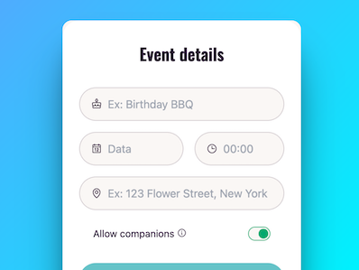 Example of an online invitation being created