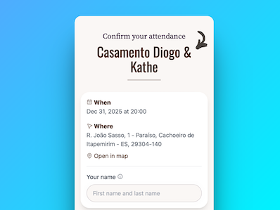 Example of your online invitation preview