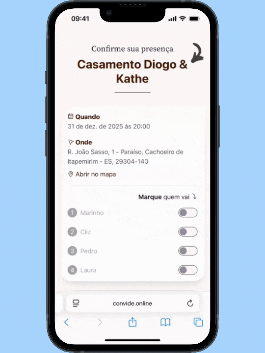 Ejemplo de invitación nominal personalizada