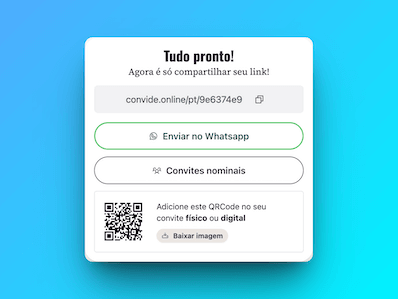 Exemplo dos detalhes do seu convite online digital