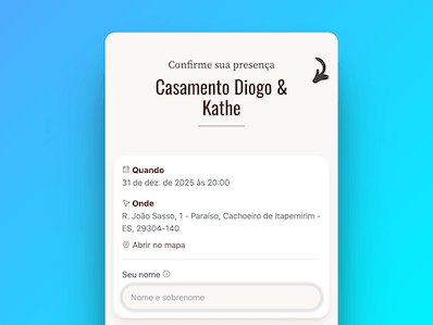Exemplo da visualização do seu convite online